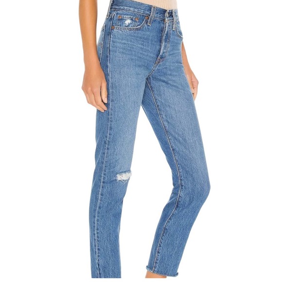 LEVI'S PREMIUM WEDGIE ANKLE JEANS Distressed Rigid Denim Women Size 31 - Picture 2 of 13